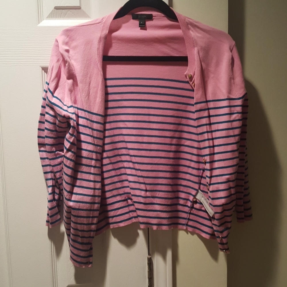 Pink with blue striped cardigan